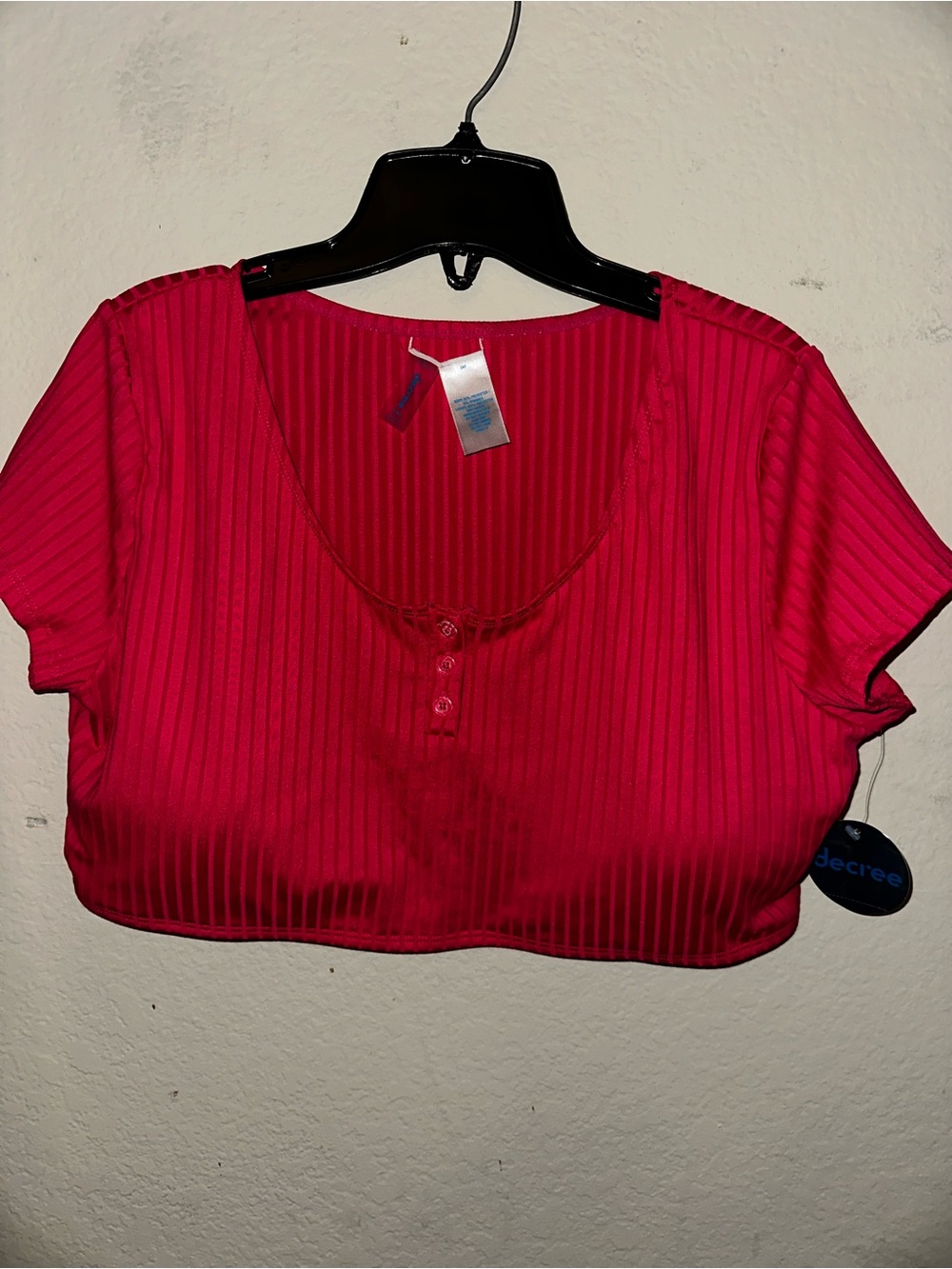 Decree hot pink crop swim top plus size 2X BNWT